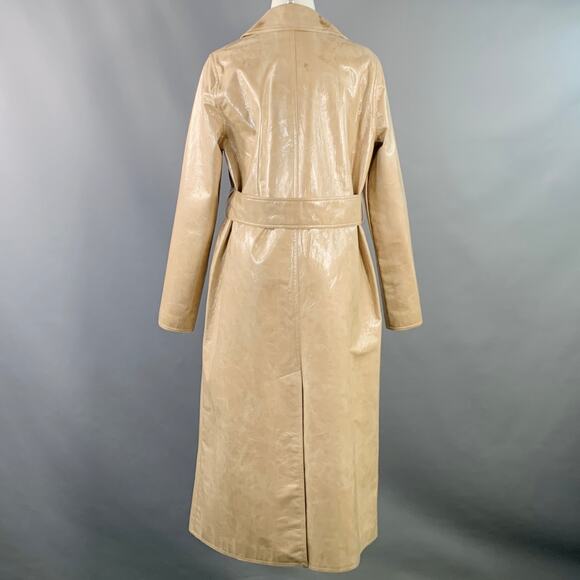 STAND STUDIO Size S Vada Beige Faux Leather Belted Trenchcoat - Picture 4 of 11